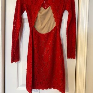 red lace cocktail dress